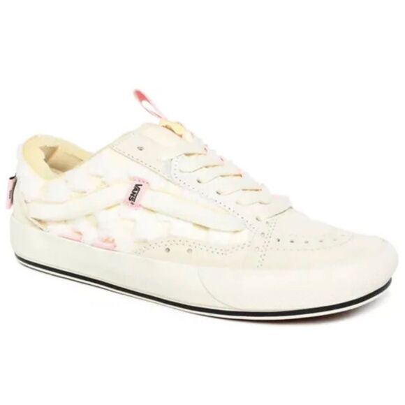 Vans Chenille Check Old Skool Cap beige/pink suede lace-up sneakers NWOB - Picture 2 of 12